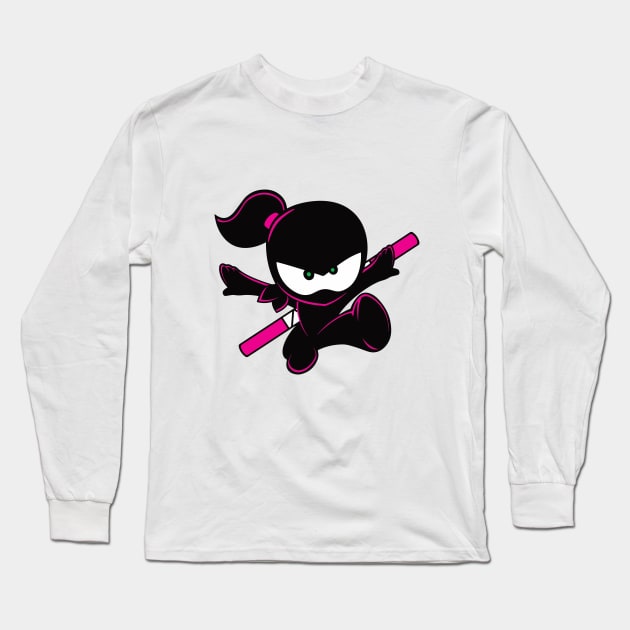 Ninja Kidz Pink Long Sleeve T-Shirt by TypeTees